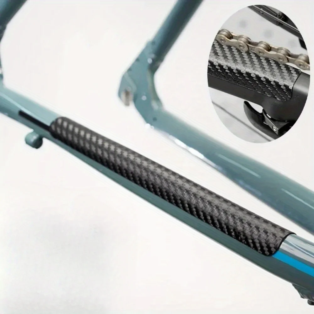 Chainstay Protector Wrap - แผ่นป้องกันโซ่จักรยาน ลายคาร์บอนไฟเบอร์สีดำ สำหรับป้องกันโครงจักรยาน แผ่นปิดโซ่จักรยานเสือภูเขา สติ๊กเกอร์ป้องกันโซ่จักรยาน อุปกรณ์เสริมสำหรับจักรยาน