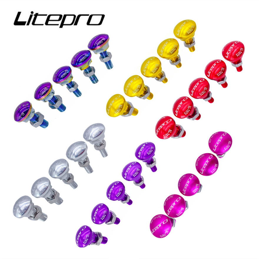 Mountain Biking Pictures - Litepro 5Pcs ล้อยึดสกรูอลูมิเนียมพับจักรยานด้านหลังส้อมยึดสลักเกลียวสำหรับ Birdy 2 3จักรยาน