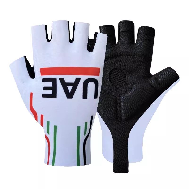Mountain Biking Uae - 2024 UAEทีมสีขาวหนึ่งคู่ครึ่งนิ้วขี่จักรยานJerseyถุงมือMTBจักรยานเสือภูเขาจักรยานถุงมือเจล