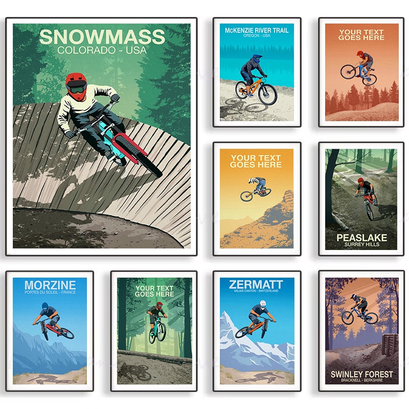 Mountain Biking Pictures - จักรยานเสือภูเขา Trail โปสเตอร์ Snowmass Morzine Swinley
